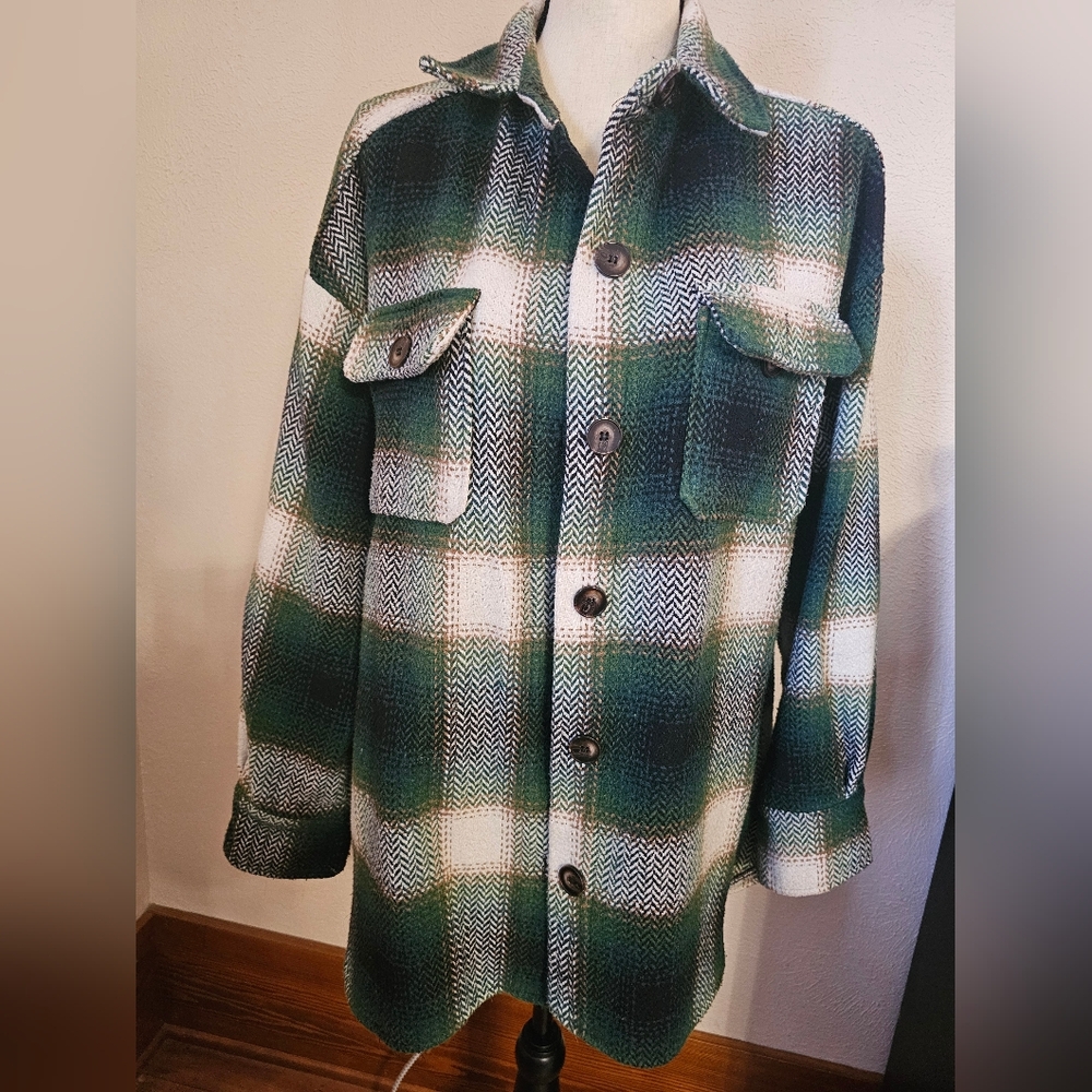 She + Sky Forest Plaid Utility Jacket